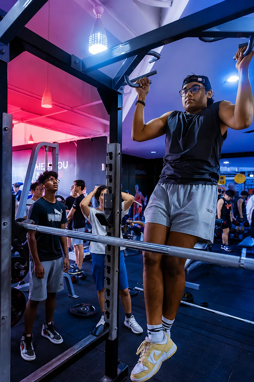 Students exercising in a campus fitness centre